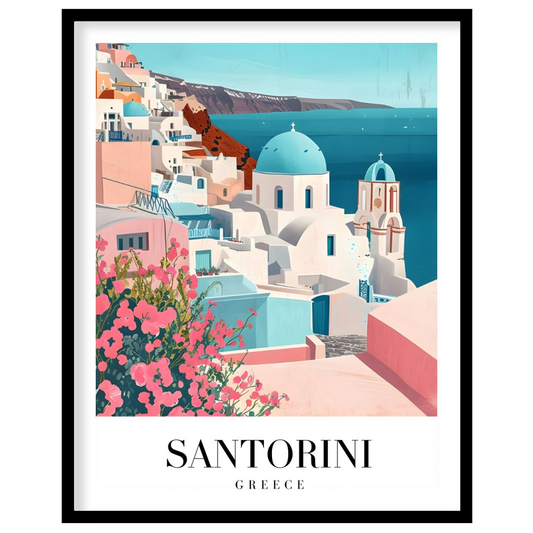 Immerse yourself in the idyllic charm of Santorini with this beautifully crafted artwork. Featuring for hallway
