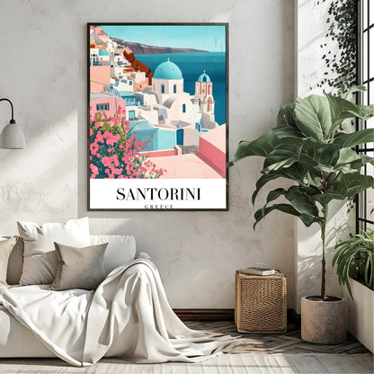 Immerse yourself in the idyllic charm of Santorini with this beautifully crafted artwork. Featuring for Living Room