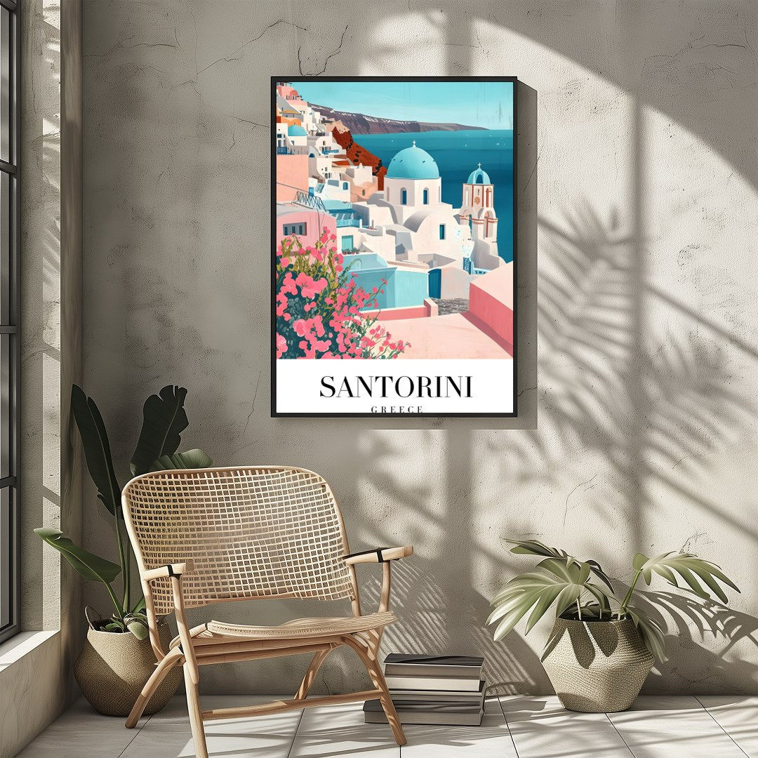 Immerse yourself in the idyllic charm of Santorini with this beautifully crafted artwork. Featuring for Sitting Area
