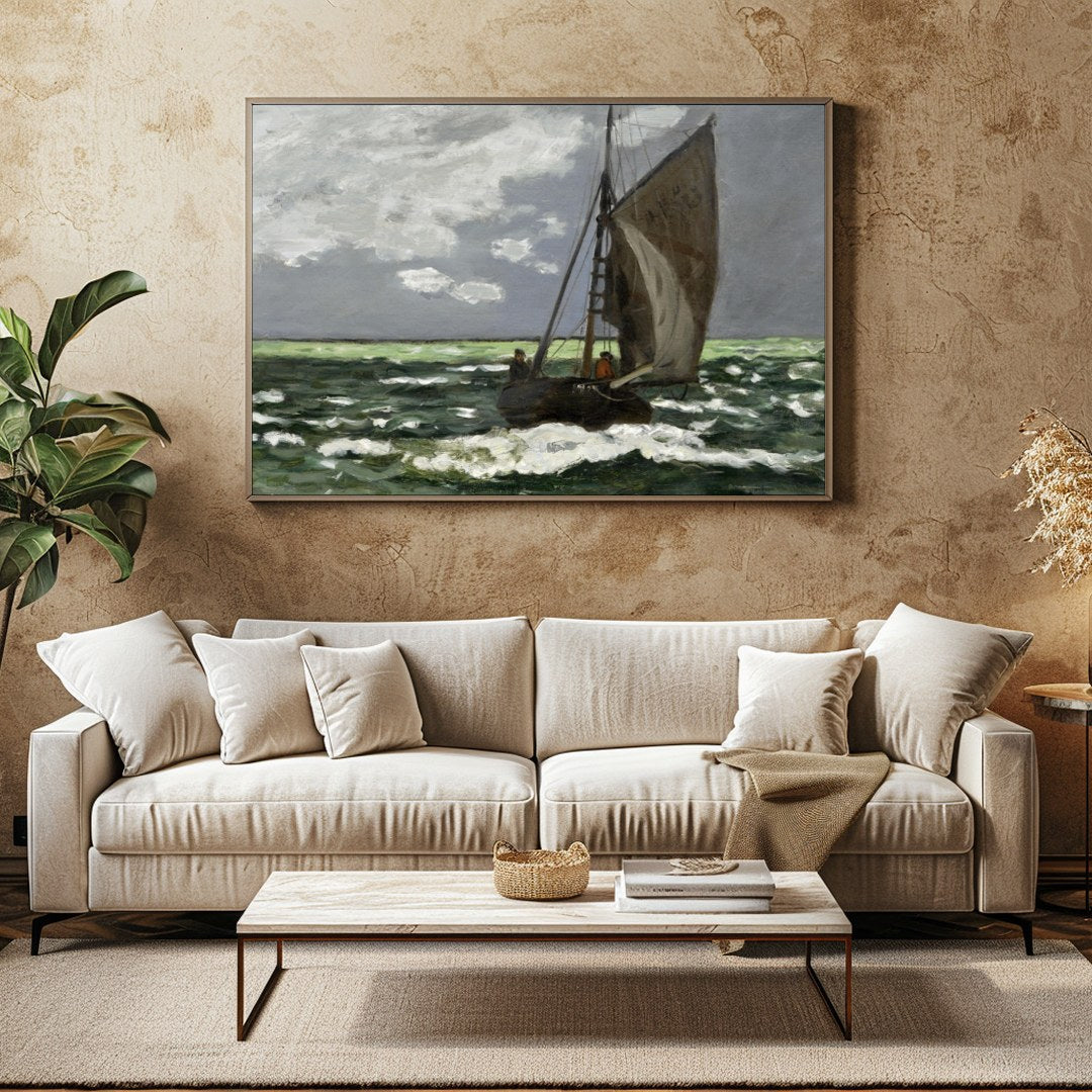 Capture the essence of serene exploration with this captivating seascape, showcasing a solitary for Family Room