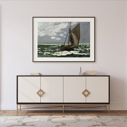 Capture the essence of serene exploration with this captivating seascape, showcasing a solitary for Foyer