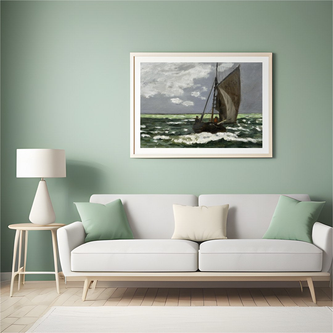 Capture the essence of serene exploration with this captivating seascape, showcasing a solitary for Hall