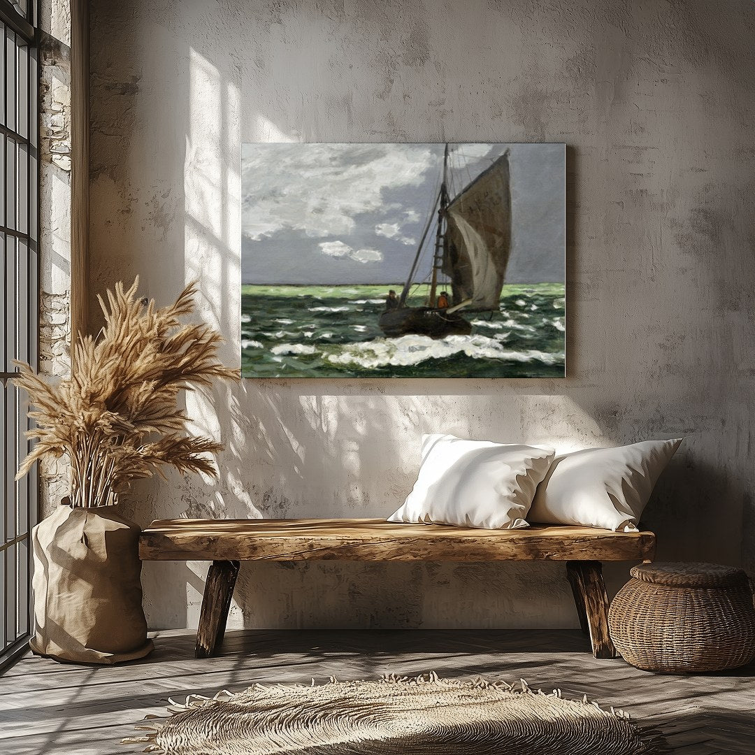 Capture the essence of serene exploration with this captivating seascape, showcasing a solitary for Veranda