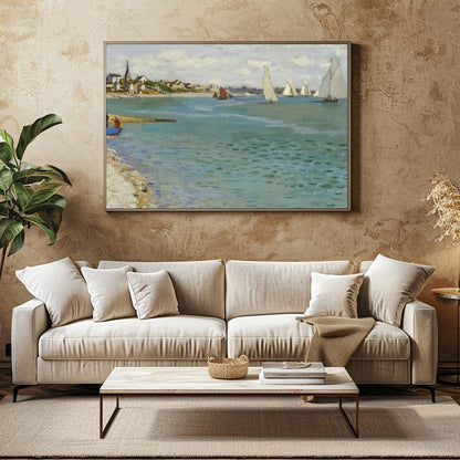 Immerse yourself in the serene beauty of this coastal regatta scene. This artwork captures the for Family Room