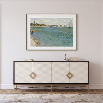 Immerse yourself in the serene beauty of this coastal regatta scene. This artwork captures the for Foyer