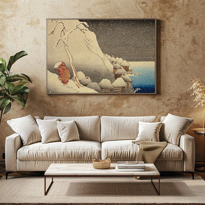 Experience the serene beauty of a snowy Edo-period village with this stunning piece of wall art. for Family Room