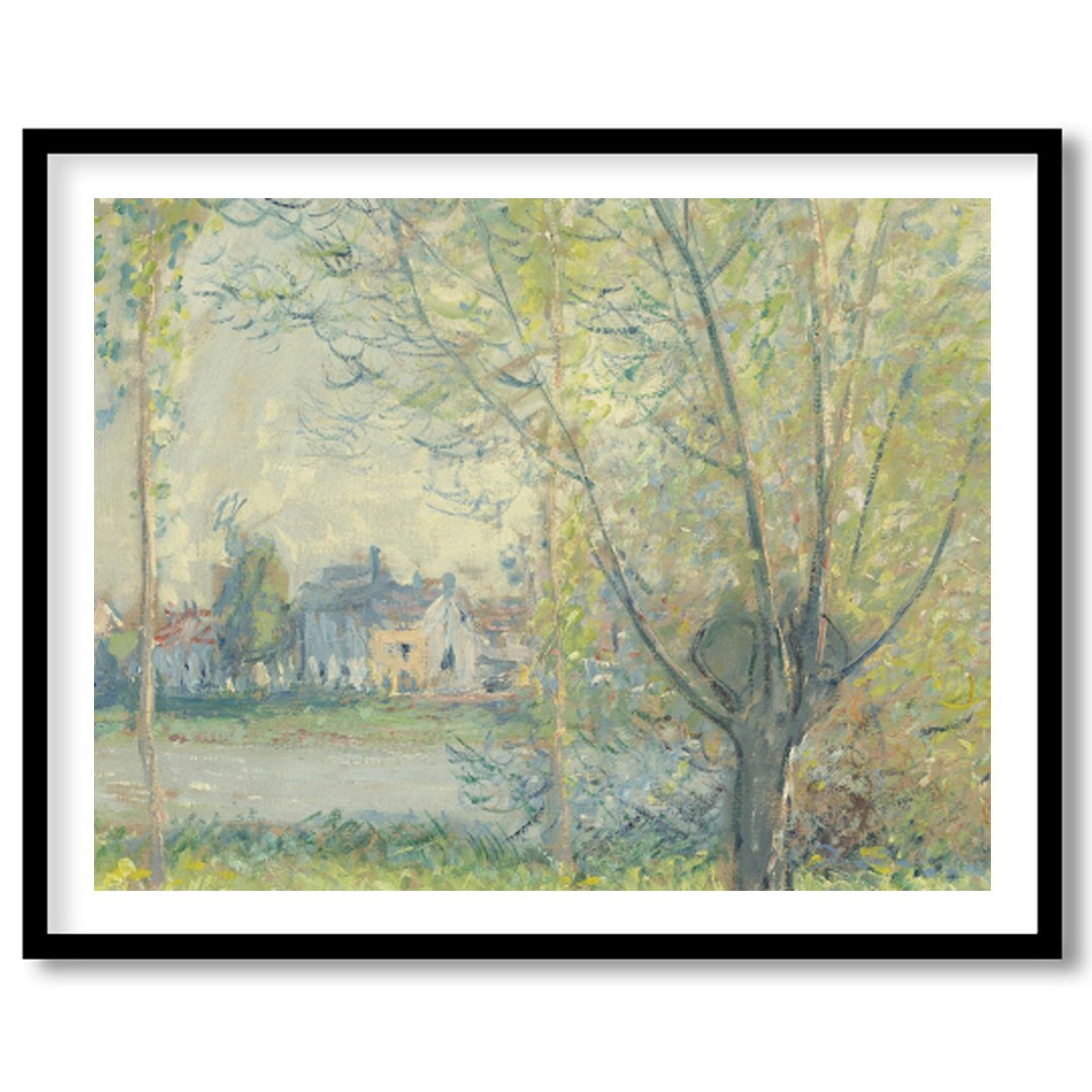 Immerse yourself in the serene beauty of a spring day with this enchanting landscape painting. for dwelling