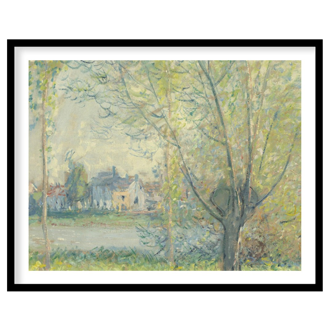 Immerse yourself in the serene beauty of a spring day with this enchanting landscape painting. for dwelling