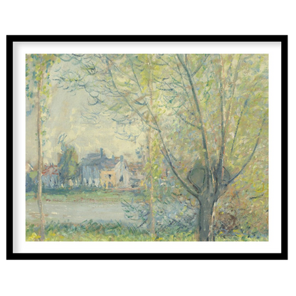 Immerse yourself in the serene beauty of a spring day with this enchanting landscape painting. for dwelling