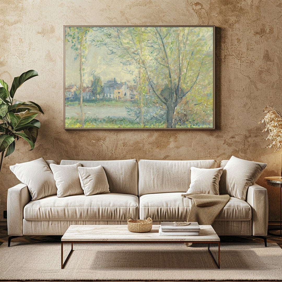 Immerse yourself in the serene beauty of a spring day with this enchanting landscape painting. for Family Room