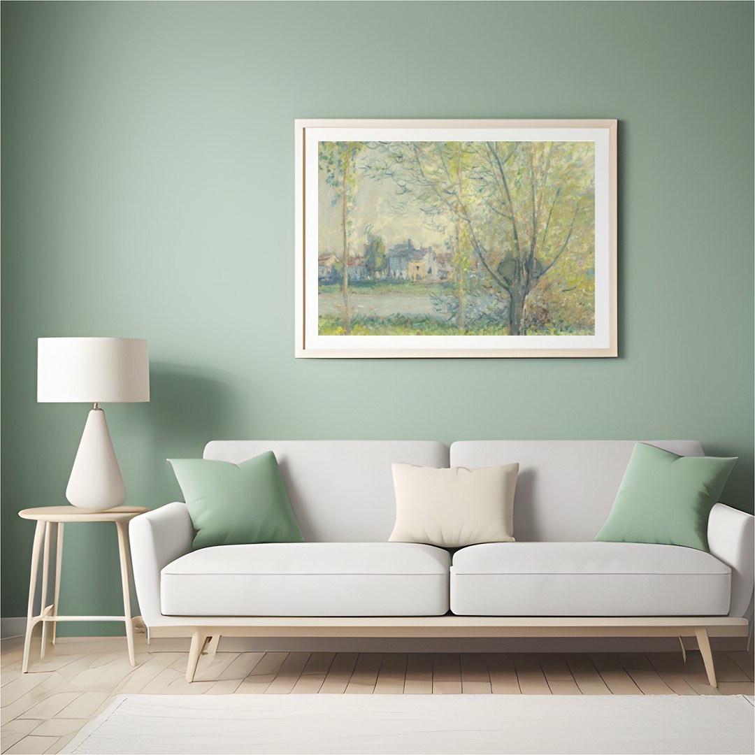 Immerse yourself in the serene beauty of a spring day with this enchanting landscape painting. for Hall