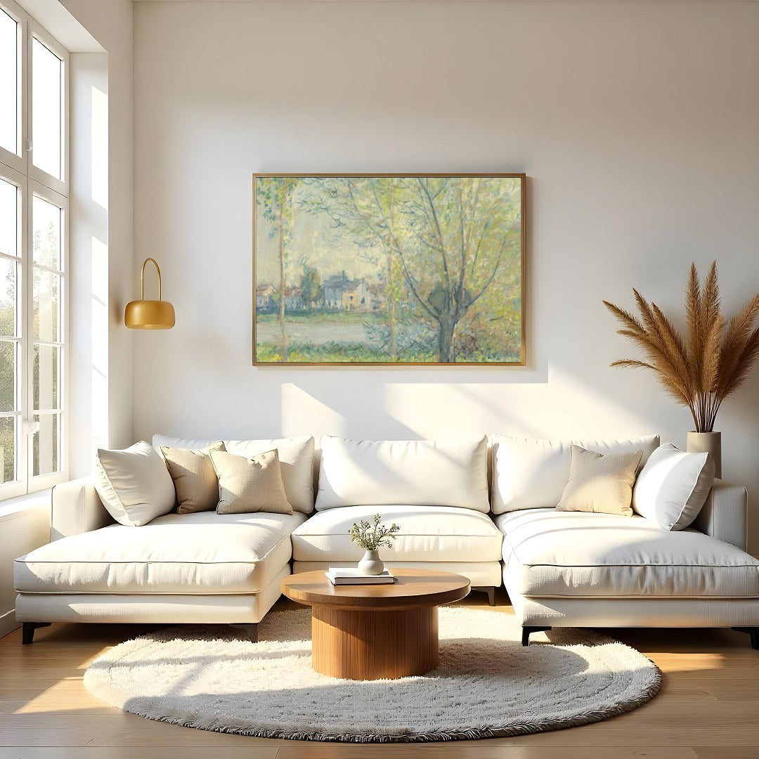 Immerse yourself in the serene beauty of a spring day with this enchanting landscape painting. for Living Room