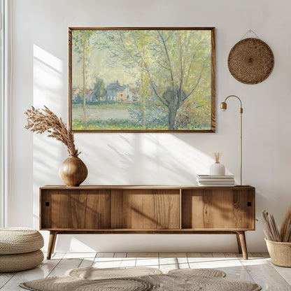 Immerse yourself in the serene beauty of a spring day with this enchanting landscape painting. for Sitting Area