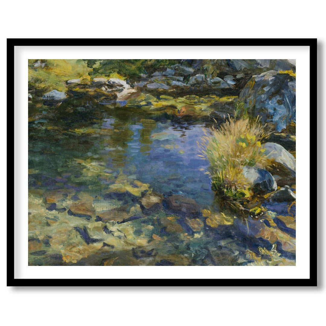 Immerse yourself in the serene beauty of a gentle stream, captured with vibrant and soothing hues. for room