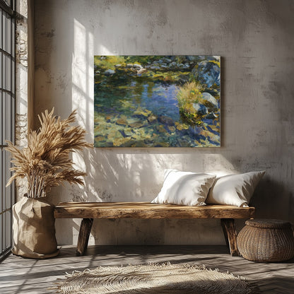 Immerse yourself in the serene beauty of a gentle stream, captured with vibrant and soothing hues. for Veranda