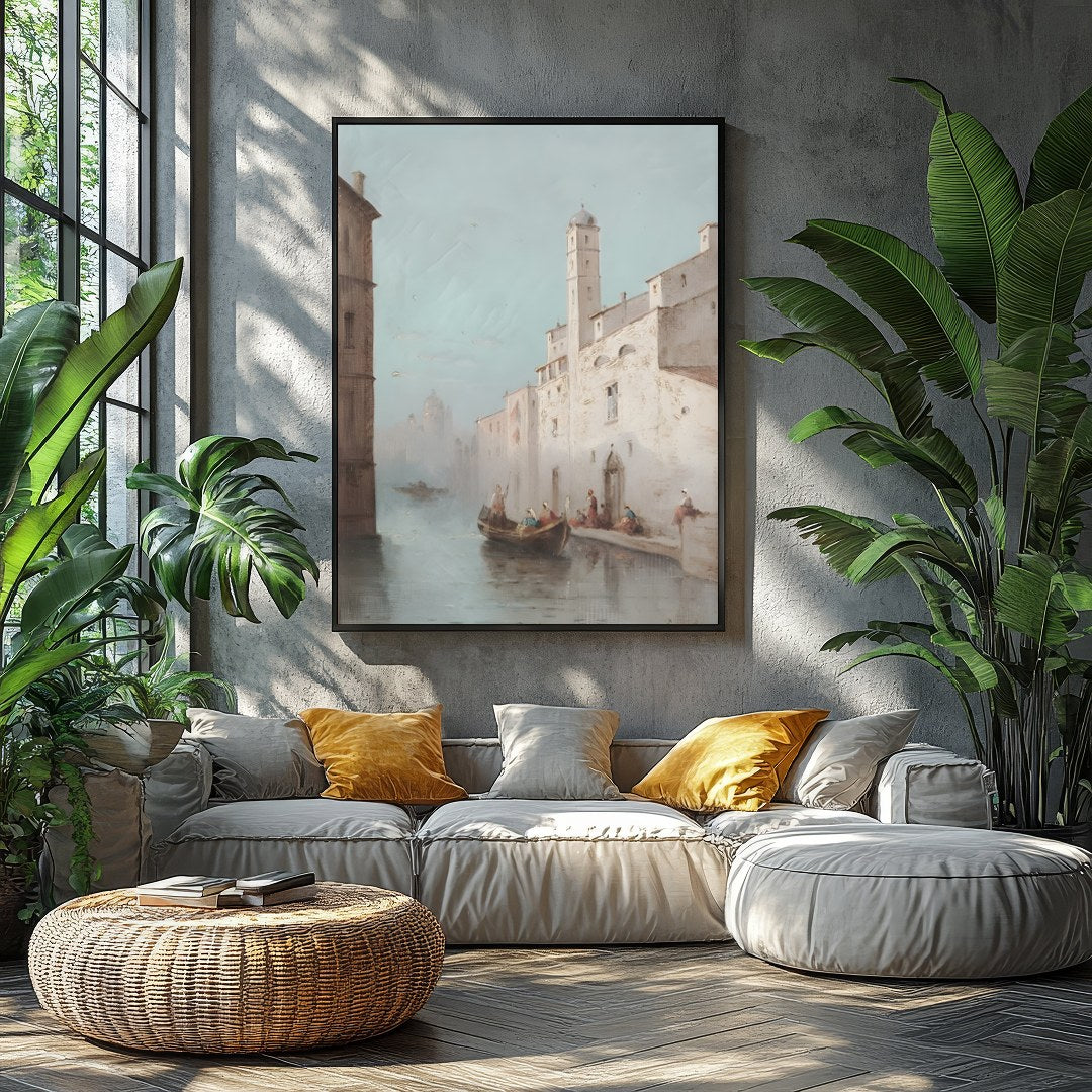 Immerse yourself in the serenity of a Venetian canal with this exquisite artwork. Capturing the for Balcony