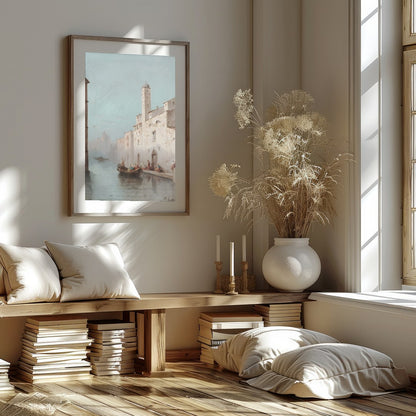 Immerse yourself in the serenity of a Venetian canal with this exquisite artwork. Capturing the for house