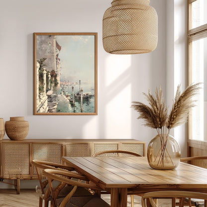 This captivating artwork captures the serene beauty of Venice's iconic waterways, basking under a for Extra Kitchen