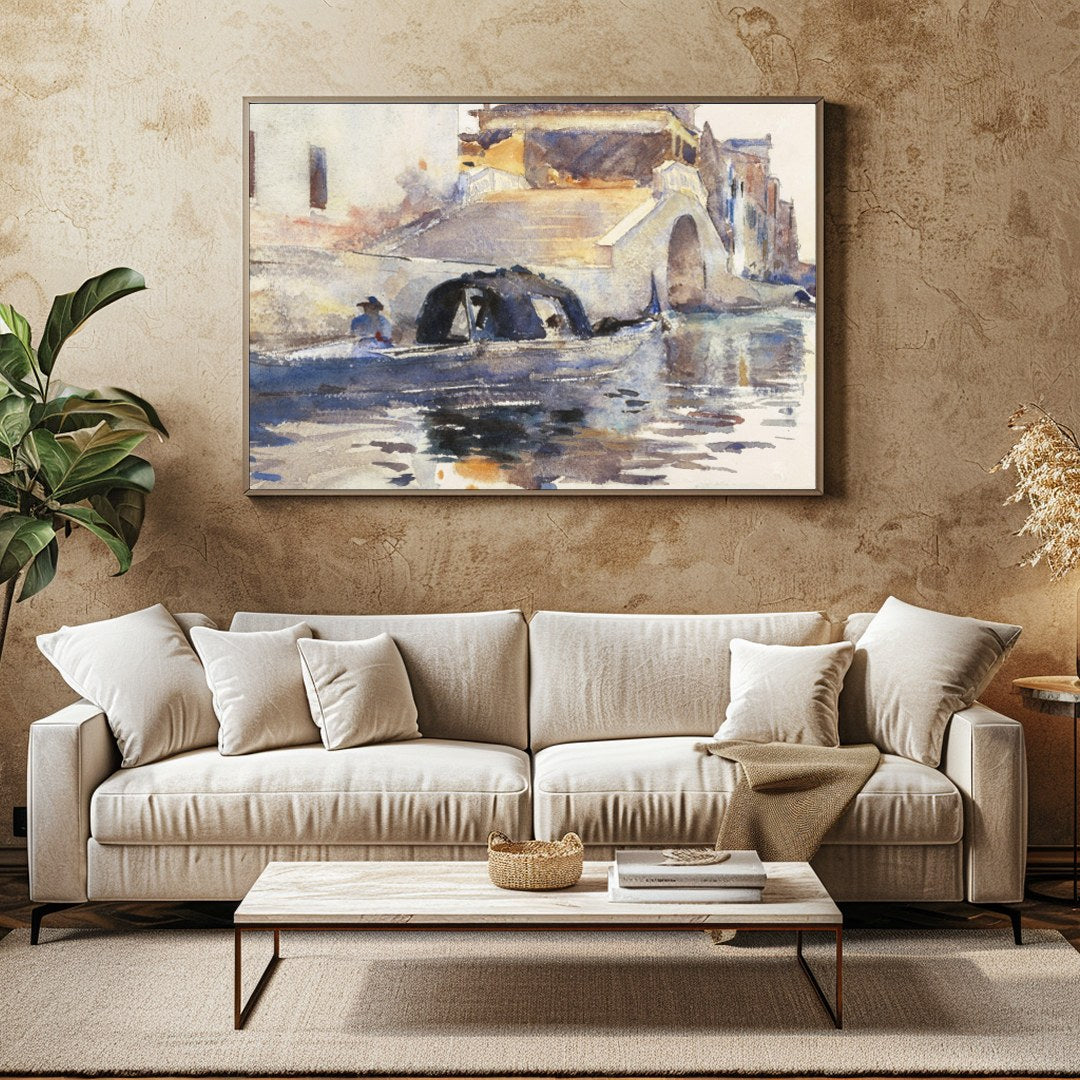 Experience the serene beauty of Venice's timeless canals with this delightful watercolor artwork. for Family Room