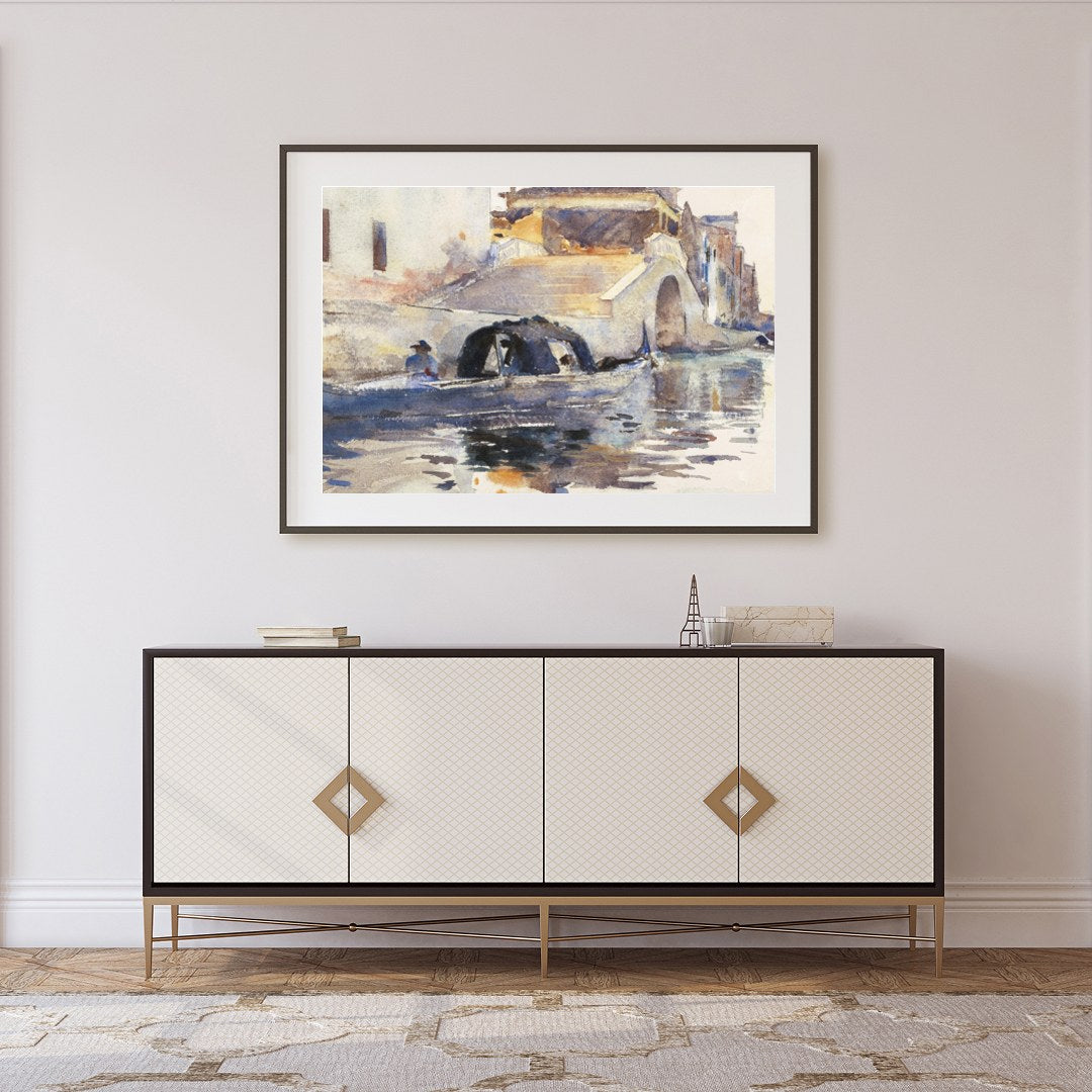 Experience the serene beauty of Venice's timeless canals with this delightful watercolor artwork. for Foyer