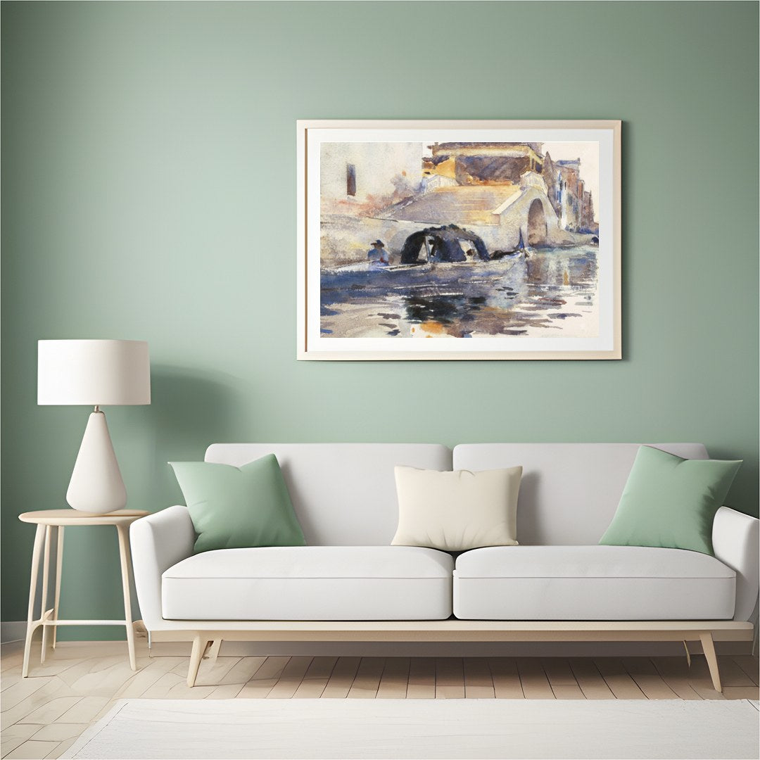 Experience the serene beauty of Venice's timeless canals with this delightful watercolor artwork. for Hall