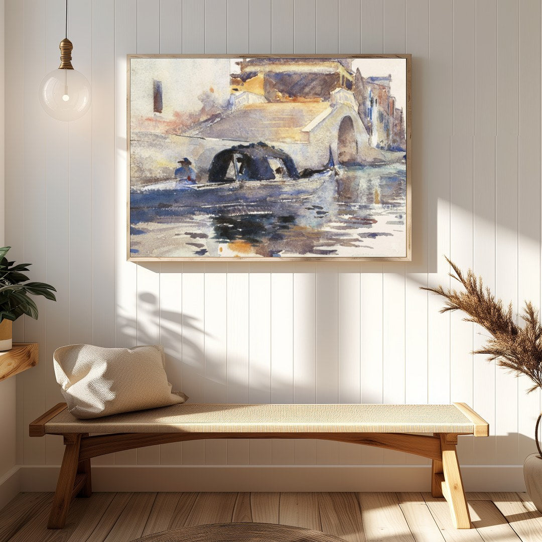 Experience the serene beauty of Venice's timeless canals with this delightful watercolor artwork. for Hallway