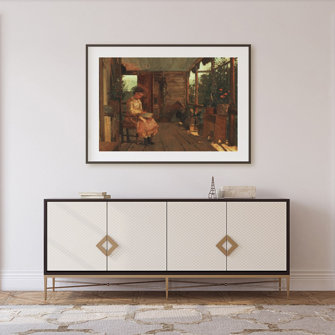 Capture the essence of a serene afternoon with this exquisite painting, featuring a tranquil for Foyer