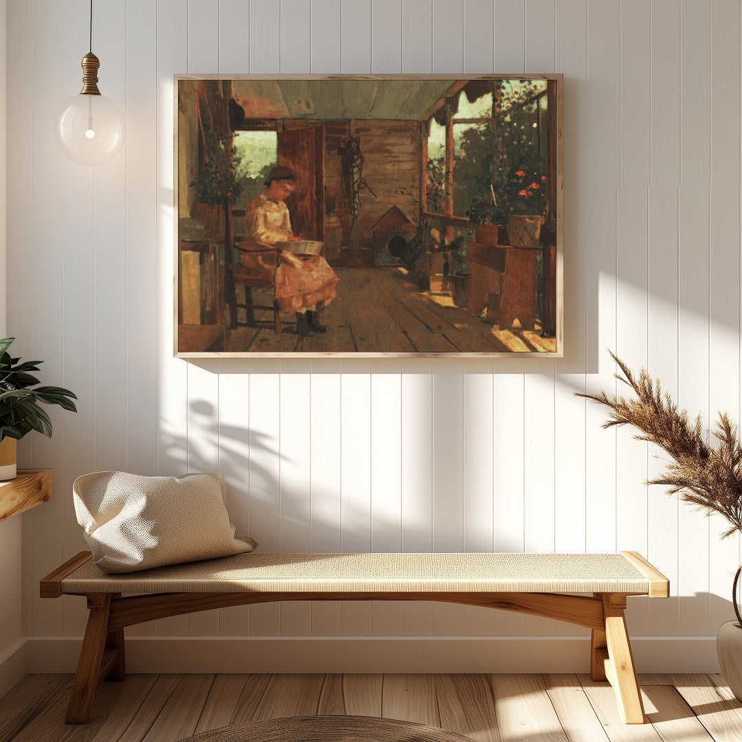 Capture the essence of a serene afternoon with this exquisite painting, featuring a tranquil for Hallway