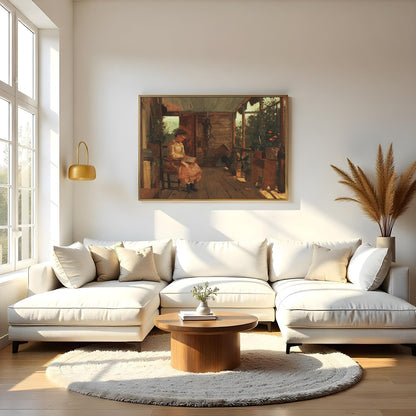 Capture the essence of a serene afternoon with this exquisite painting, featuring a tranquil for Living Room