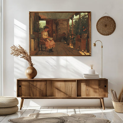 Capture the essence of a serene afternoon with this exquisite painting, featuring a tranquil for Sitting Area