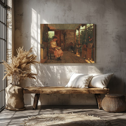 Capture the essence of a serene afternoon with this exquisite painting, featuring a tranquil for Veranda