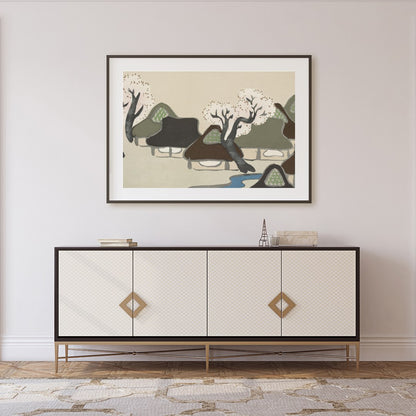 Capture the serene beauty of traditional village life with this exquisite artwork. Soft pastels and for Foyer