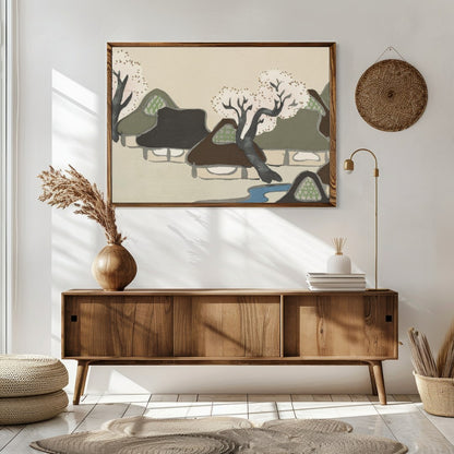 Capture the serene beauty of traditional village life with this exquisite artwork. Soft pastels and for Sitting Area