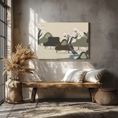 Capture the serene beauty of traditional village life with this exquisite artwork. Soft pastels and for Veranda