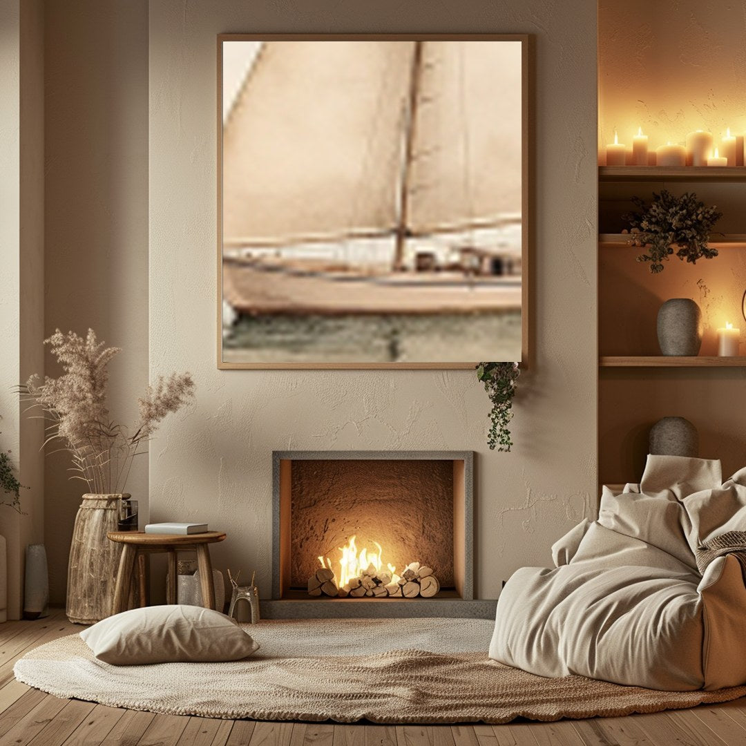 Invite the calming essence of nautical adventure into your space with this timeless depiction of a for Hall