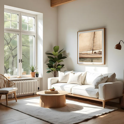 Invite the calming essence of nautical adventure into your space with this timeless depiction of a for Living Room