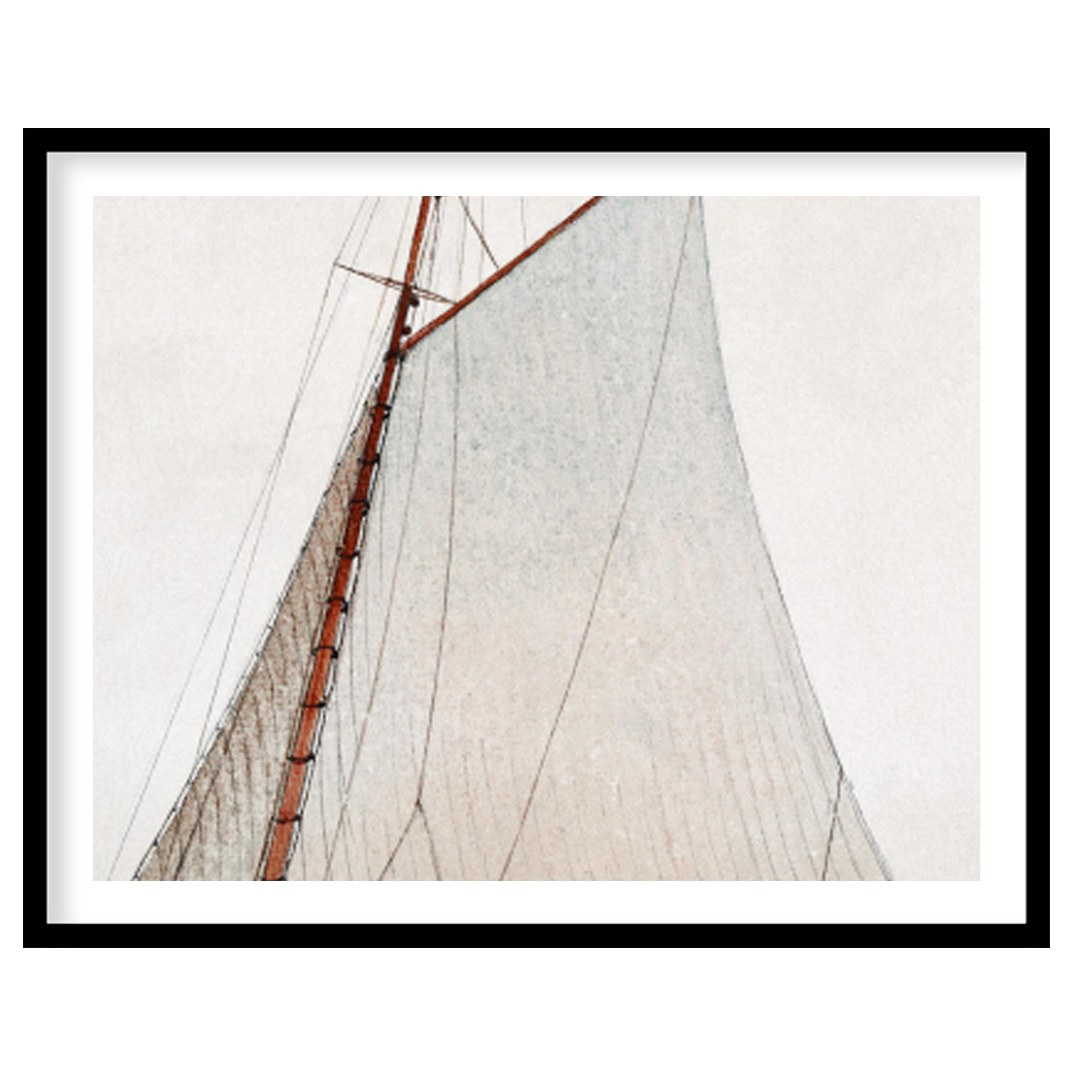 Discover the serene beauty of 'Tranquil Voyage,' an exquisite piece capturing a classic sailboat for space