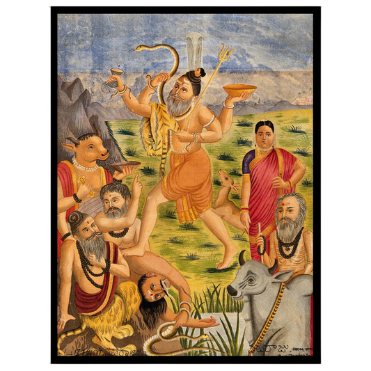 Immerse yourself in this captivating depiction of Bhikshatana Shiva, embodying the divine wanderer for area