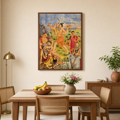 Immerse yourself in this captivating depiction of Bhikshatana Shiva, embodying the divine wanderer for Dining