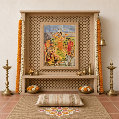 Immerse yourself in this captivating depiction of Bhikshatana Shiva, embodying the divine wanderer for Home Temple