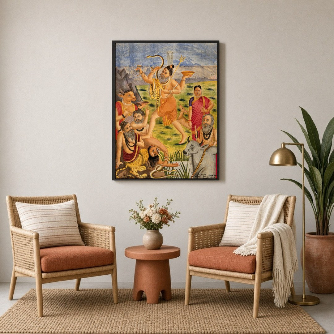 Immerse yourself in this captivating depiction of Bhikshatana Shiva, embodying the divine wanderer for Sitting Lounge