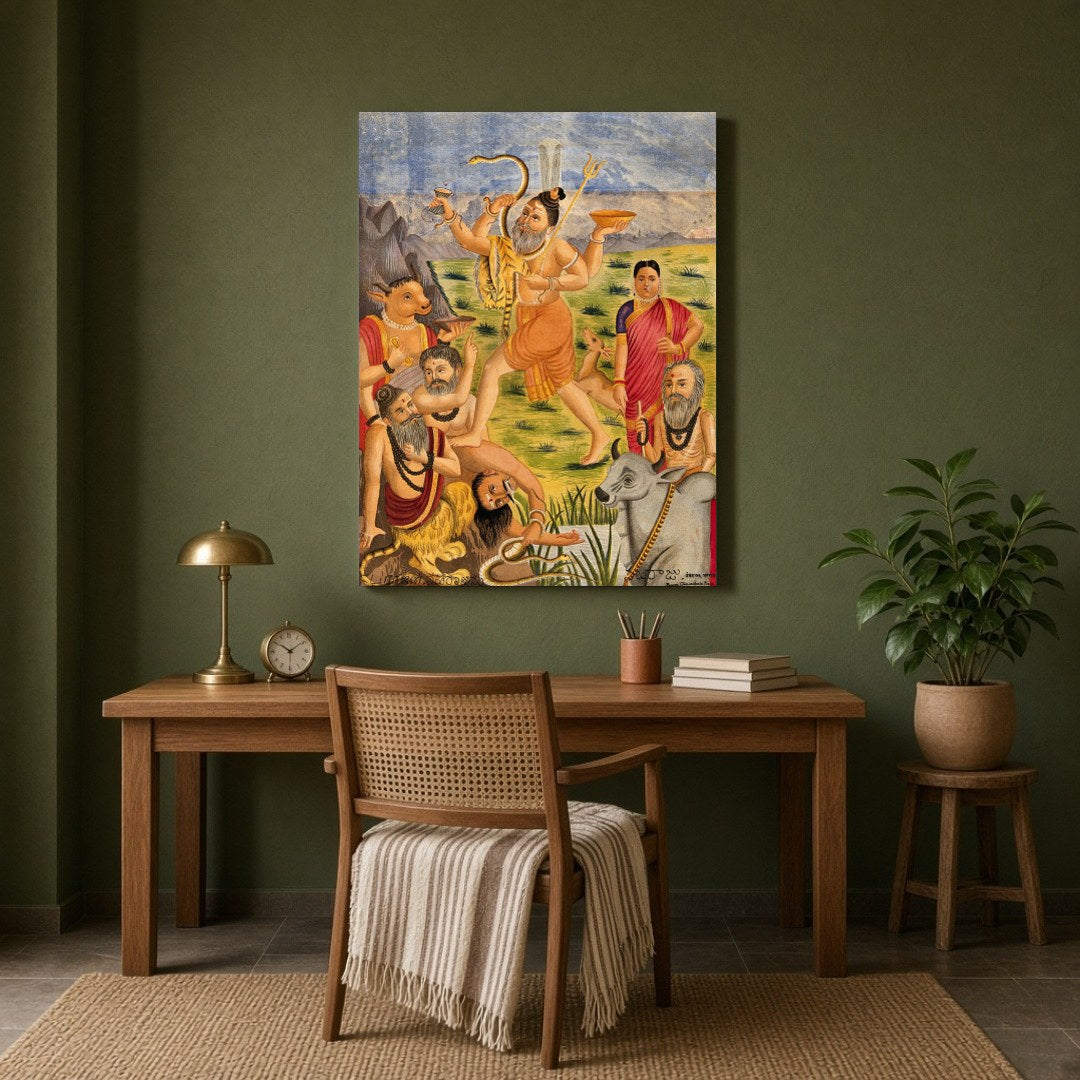 Immerse yourself in this captivating depiction of Bhikshatana Shiva, embodying the divine wanderer for Study