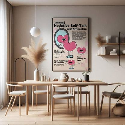 This inspiring and visually engaging artwork, titled “Transforming Negative Self-Talk with Affirmat… for dining room