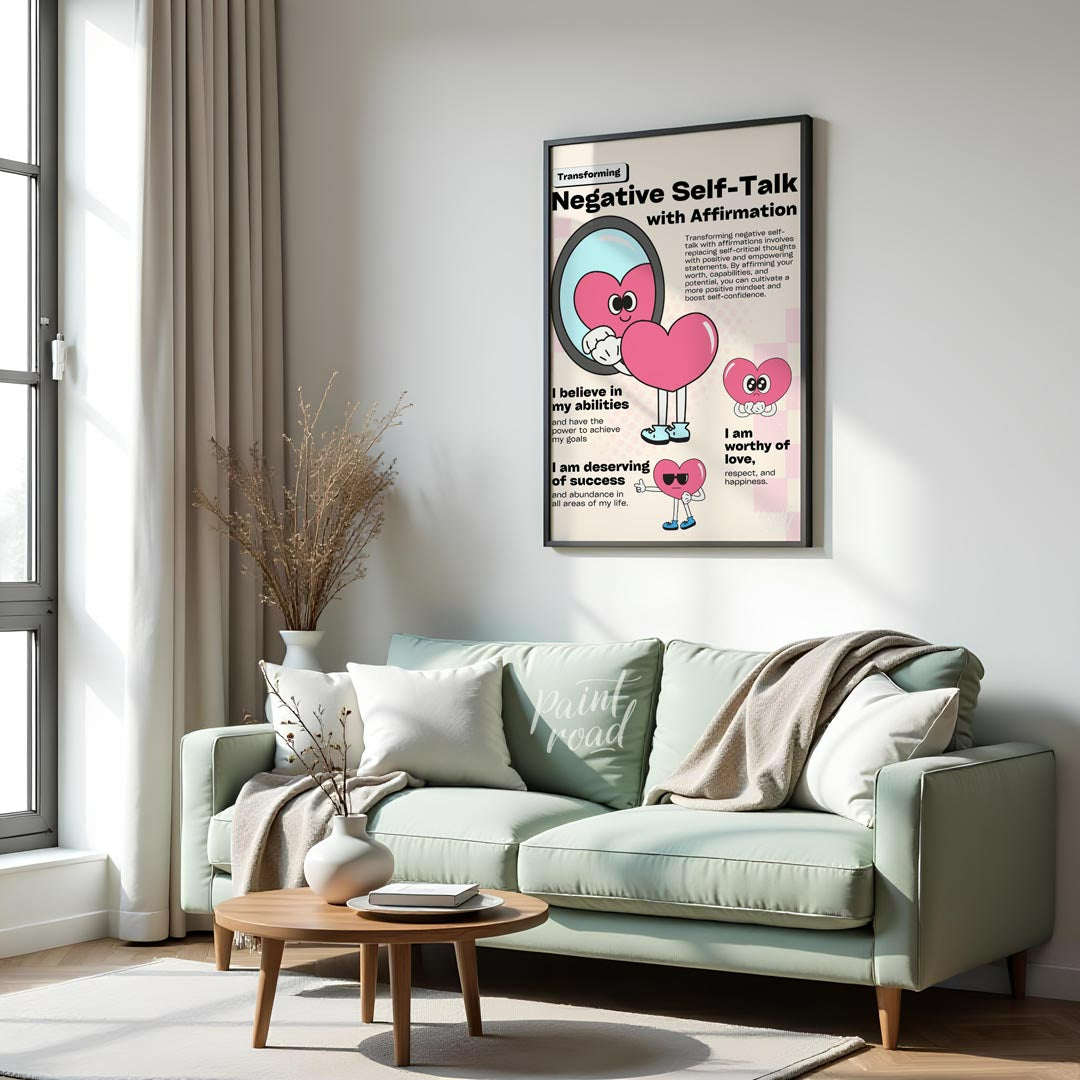This inspiring and visually engaging artwork, titled “Transforming Negative Self-Talk with Affirmat… for living room