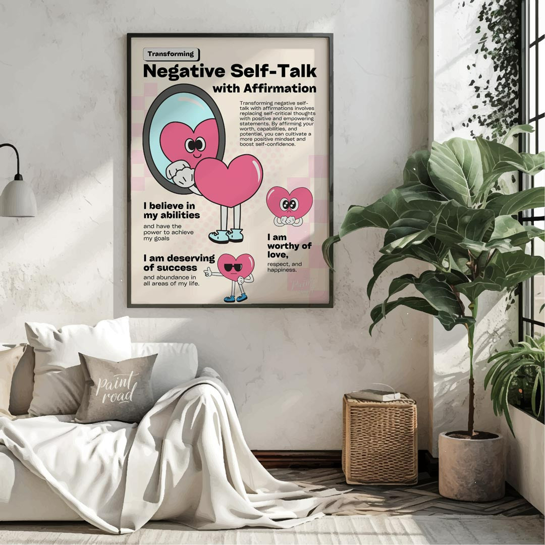 This inspiring and visually engaging artwork, titled “Transforming Negative Self-Talk with Affirmat… for living room