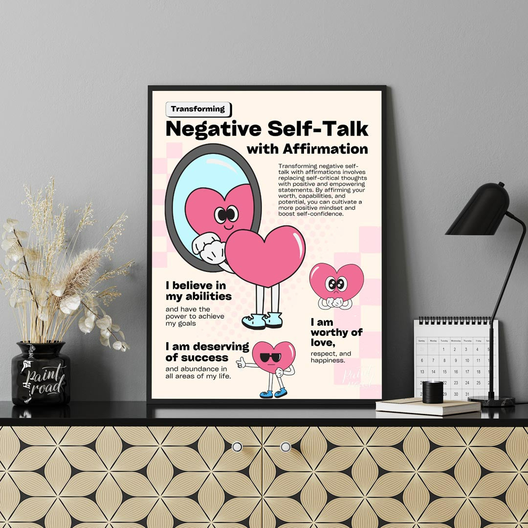 This inspiring and visually engaging artwork, titled “Transforming Negative Self-Talk with Affirmat… for place