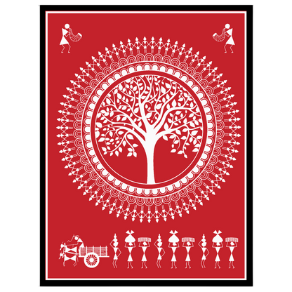 Immerse yourself in the enchanting rhythms of village life with this Warli Art print. The intricate for office