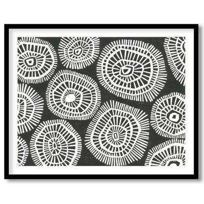 """Tribal Circles"" features a striking black and white pattern of stylized circular motifs, remini… for sweet home