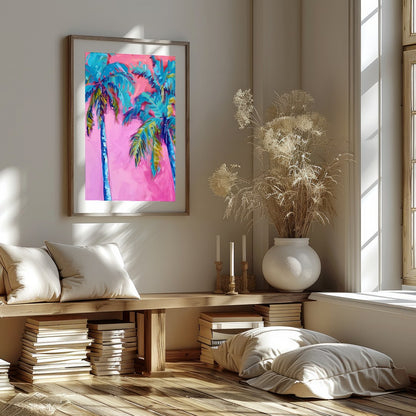 Immerse yourself in the vibrant hues of 'Tropical Bliss Abstract Palms'. This striking artwork for lovely-house