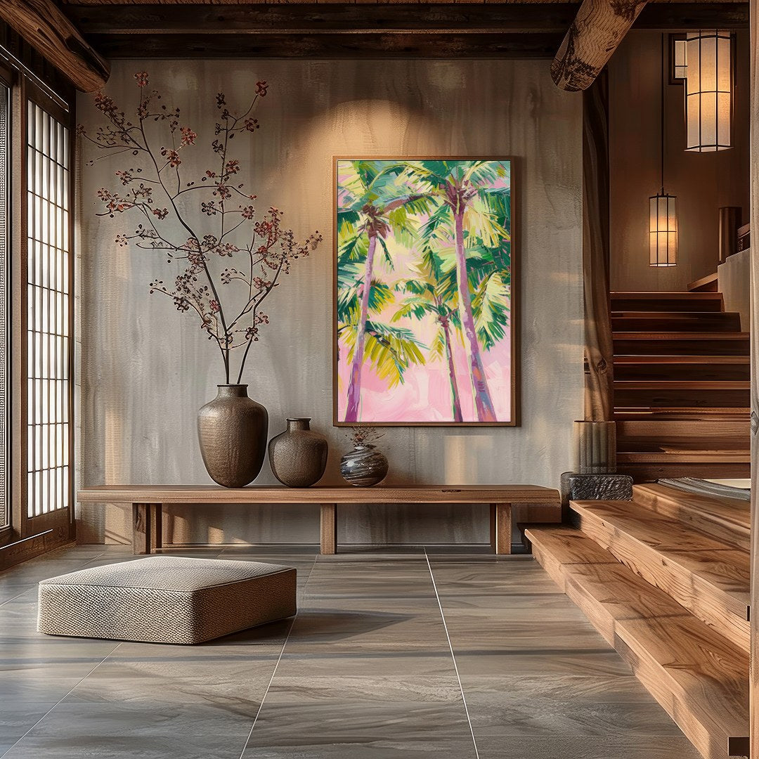 Bask in the relaxing ambience of 'Tropical Canopy Serenity', a vibrant piece that captures the for Hall